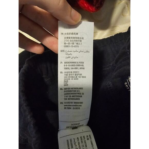 Abercrombie and Fitch Womens Medium Pants Joggers Sweatpants Fleece Navy Blue - Picture 8 of 13